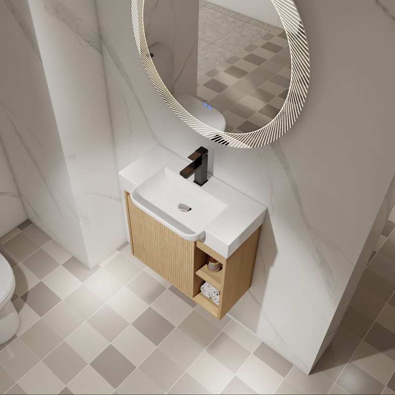 Meuble-lavabo mural avec lavabo en céramique blanche, 24"