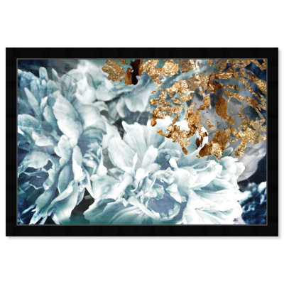 Turquoise " Turquoise Gardenias Floral Garden " Painting Print