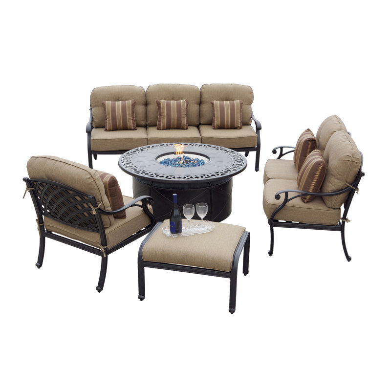 Ensemble de conversation d'extérieur pour 6 personnes avec coussins Clytie