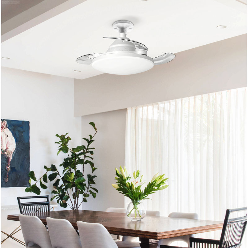 Ventilateur de plafond rétractable à pales avec lumière Whisper-Quiet, Model A
