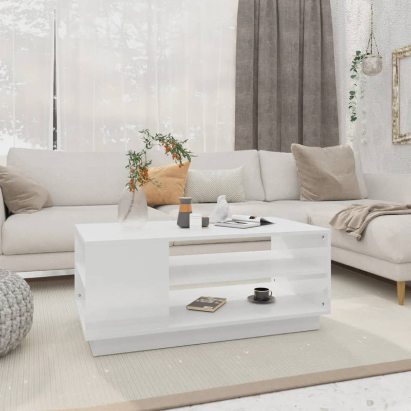 Coffee Table 102x55x43 cm Engineered Wood, White