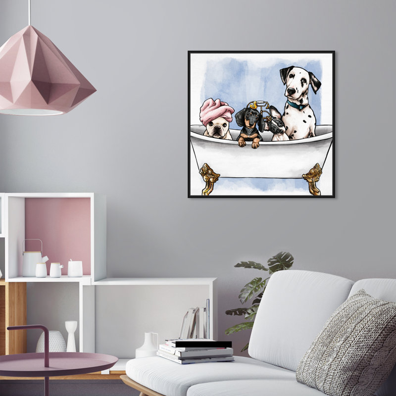 «Bath and Laundry Glam Bathaign Puppies», impression d'art moderne sur toile pour le bain, H 24 pi x l 24 pi x P 1,5 pi