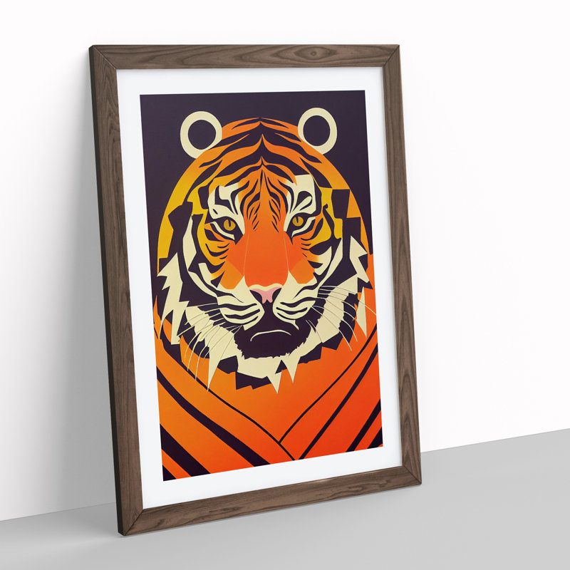 XC1022-4667X Tiger Abstract No.5 1 Piece Wrapped Canvas Wall Art, 46cm H x 34cm W x 2cm D, Brown Framed