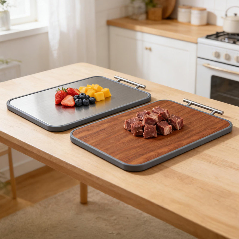 16.5"×11.8" Titanium+Solid Ebony Wood Cutting Board