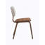 Ensemble de 2 chaises d'appoint au fini noyer avec dossier courbé rembourré blanc, design ergonomique pour un repas confortable
