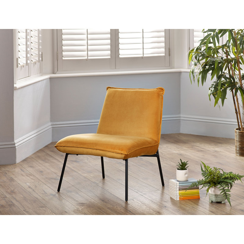 Dora Velvet Slipper Chair, Mustard