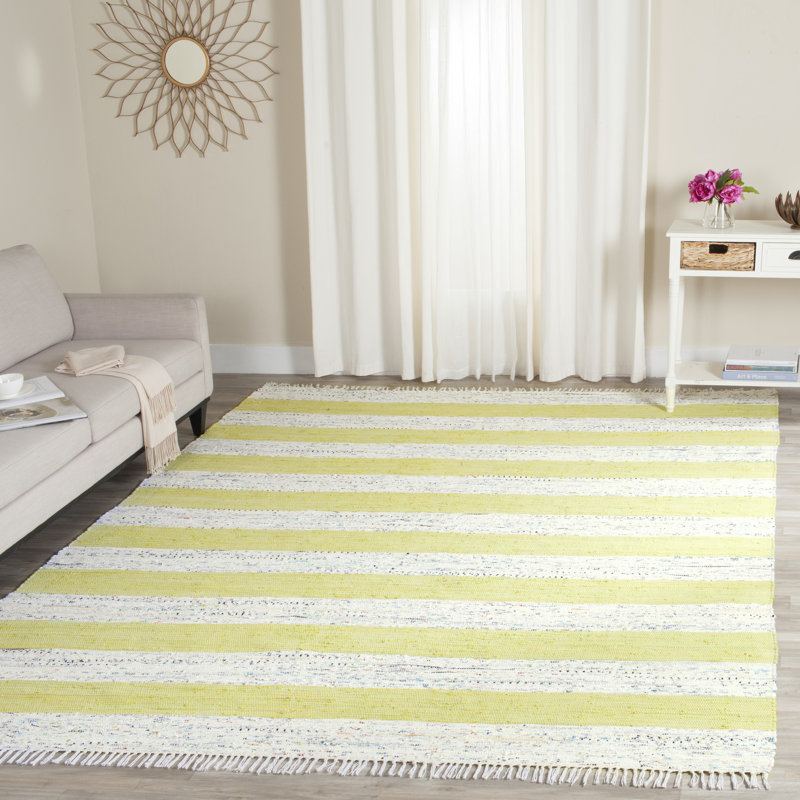 Yokum Hand Woven Cotton Striped Rug, Rectangle 5' x 7'