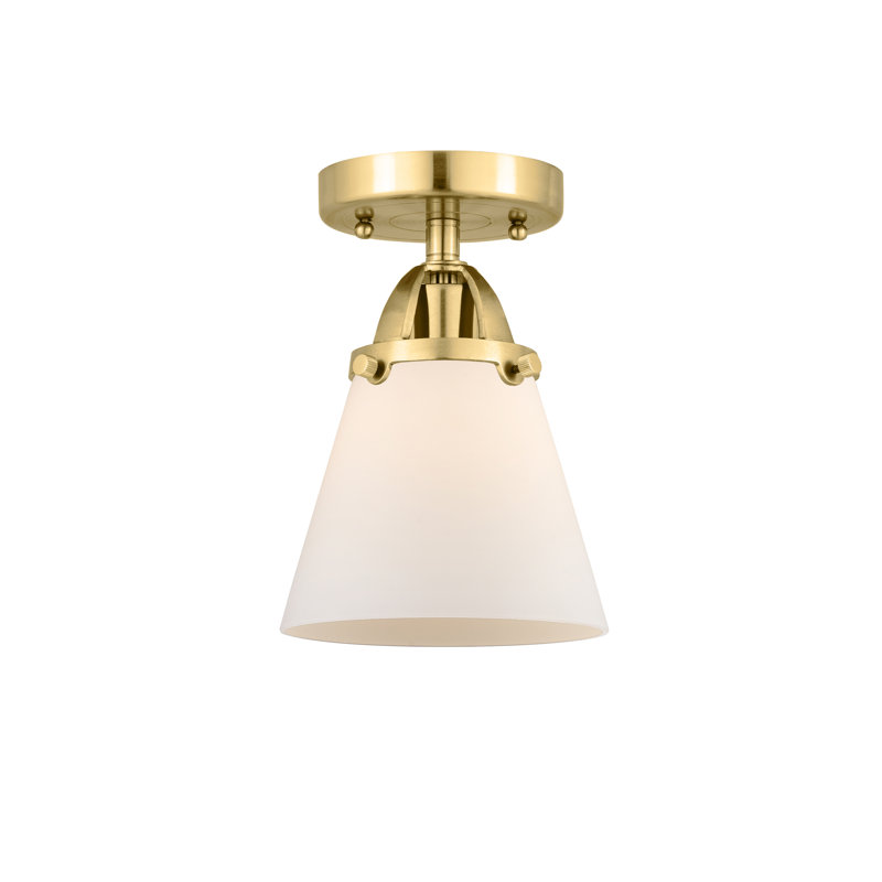Plafonnier semi-encastré en verre à DEL, Blanc mat, H 9,25 po x l 6,25 po x P 6,25 po, Or satiné