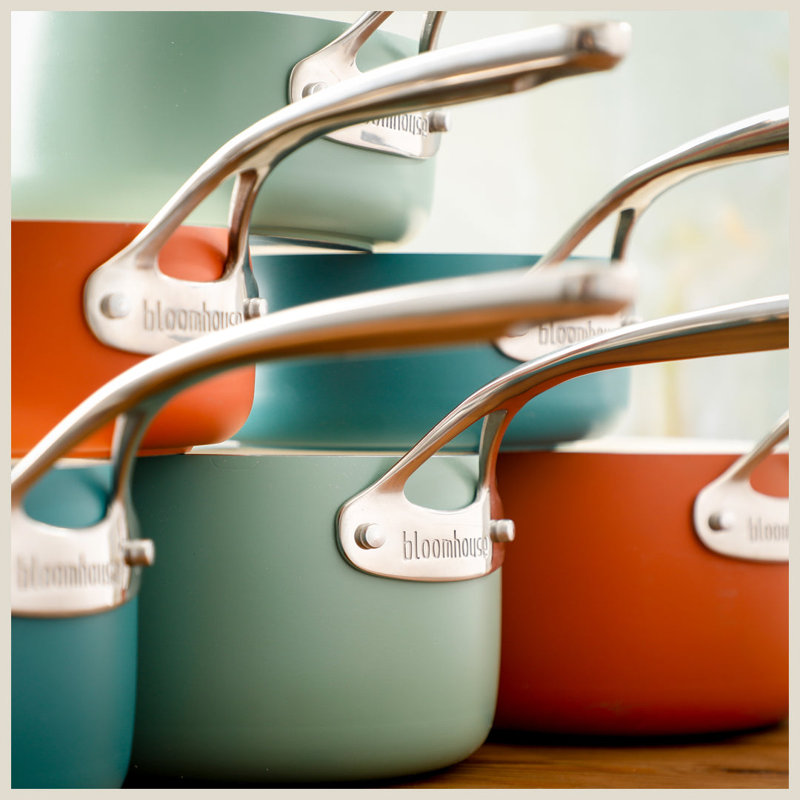 12 - Piece Non-Stick Aluminum Cookware Set, Terracota Orange