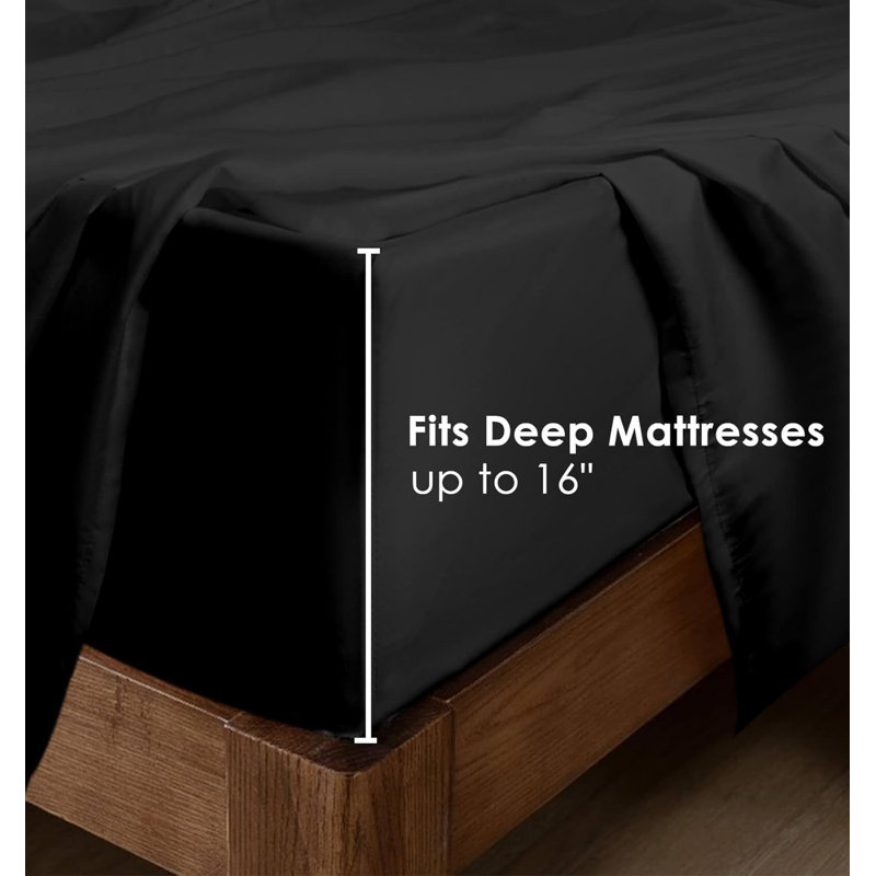Soft  Microfiber Sheet Set, Black, Queen Sheet Set + 1 Fitted Sheet + 2 Pillowcases