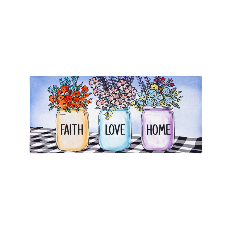 Tapis de porte extérieur antidérapant 22 po x 10 po Galit Faith Love Home Jars Sassafras