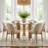 Modern 7-Piece Round Dining Set With Multi-Pedestal Base Table And Upholstered Wood-Leg Chairs-405988962