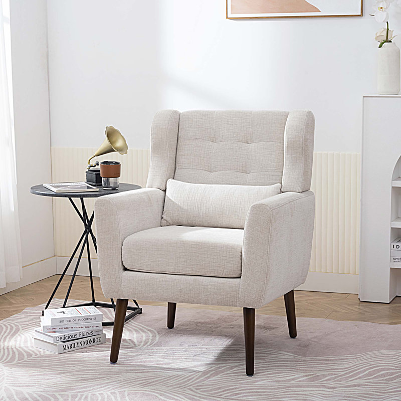 Chaise d'appoint rembourrée Modern, Marron clair, Beige