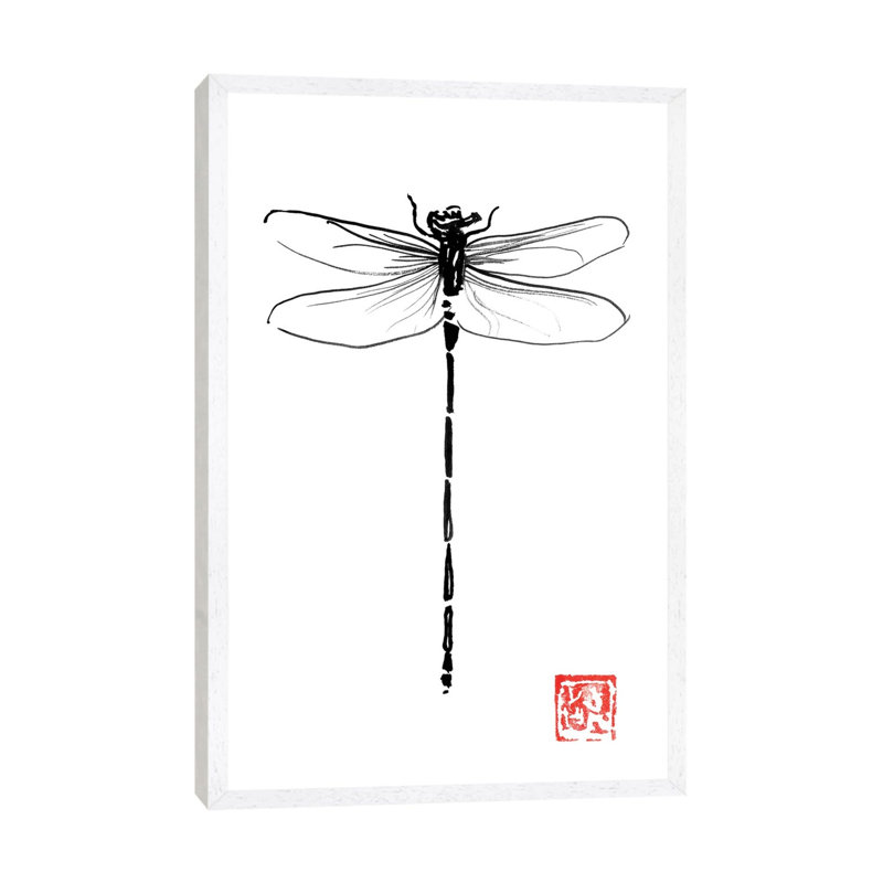 Dragonfly by Péchane - Painting on Canvas, White Framed, 152.5 cm H x 101.5 cm W