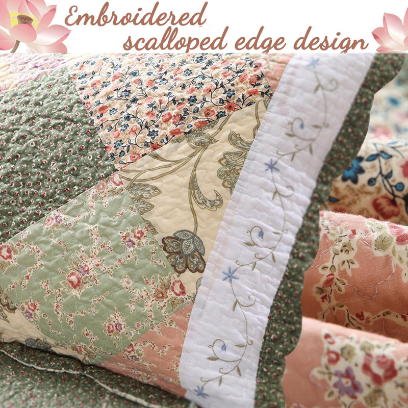 Modern & Contemporary Cotton Patchwork Quilt, Queen Quilt + 2 Standard Shams