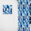 Rideau obscurcissant abstrait géométrique blanc et bleu Minimalist Polygons III - 1 panneaux-107598093