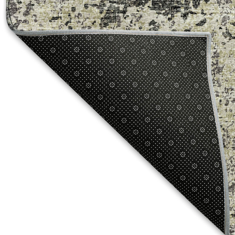 Premium Gray Abstract Synthetic Machine Washable Rug, 3' x 5'