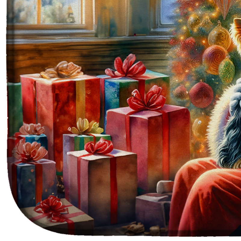 Tapis de vaisselle Yorkshire Terrier Yorkie and Santa Claus