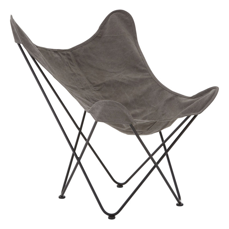 Papillon Metal Outdoor Armless Lounge Chair, Grey