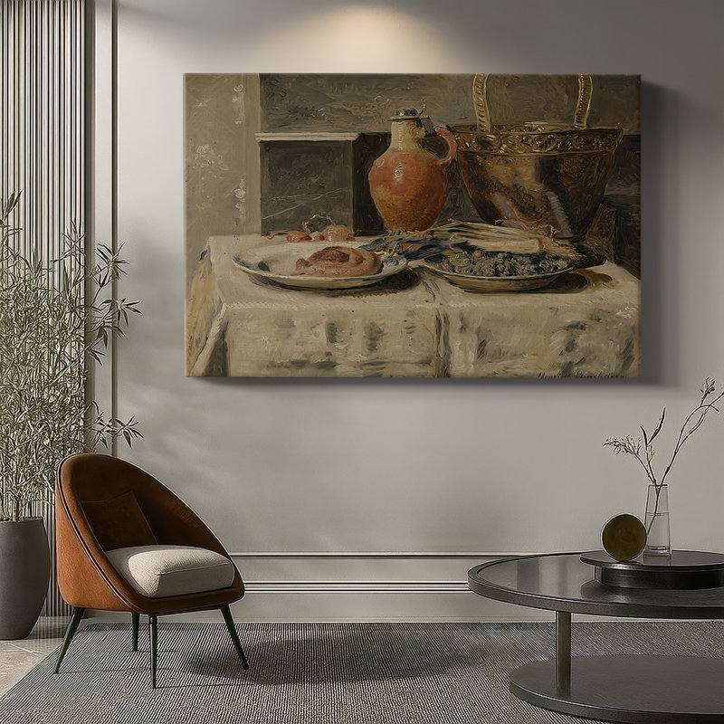Henri de Braekeleer "Nature morte avec un pot en cuivre" - Art mural de qualité musée sur toile tendue, 24 x 36