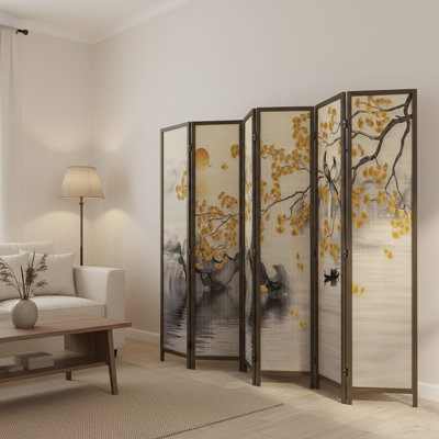 6-Panel Asian Traditional Print Room Divider