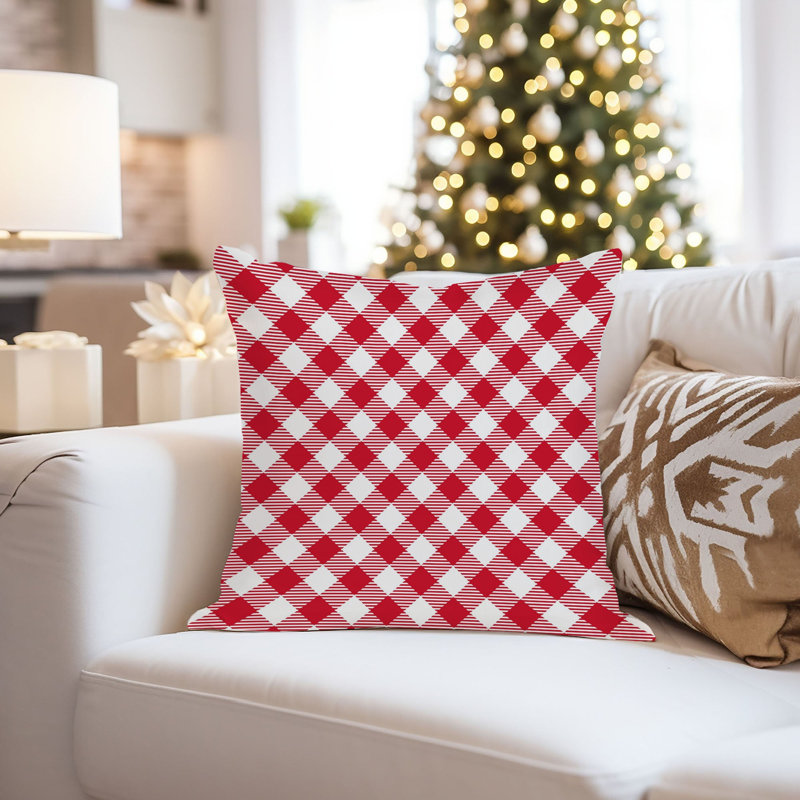 Abstract Red Plaid Pattern IV Modern, 18"H x 18"W