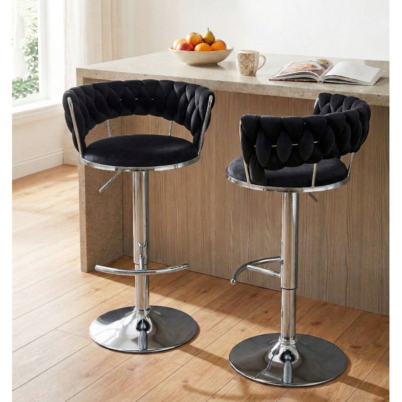 Tabourets de bar réglables Glam, Noir
