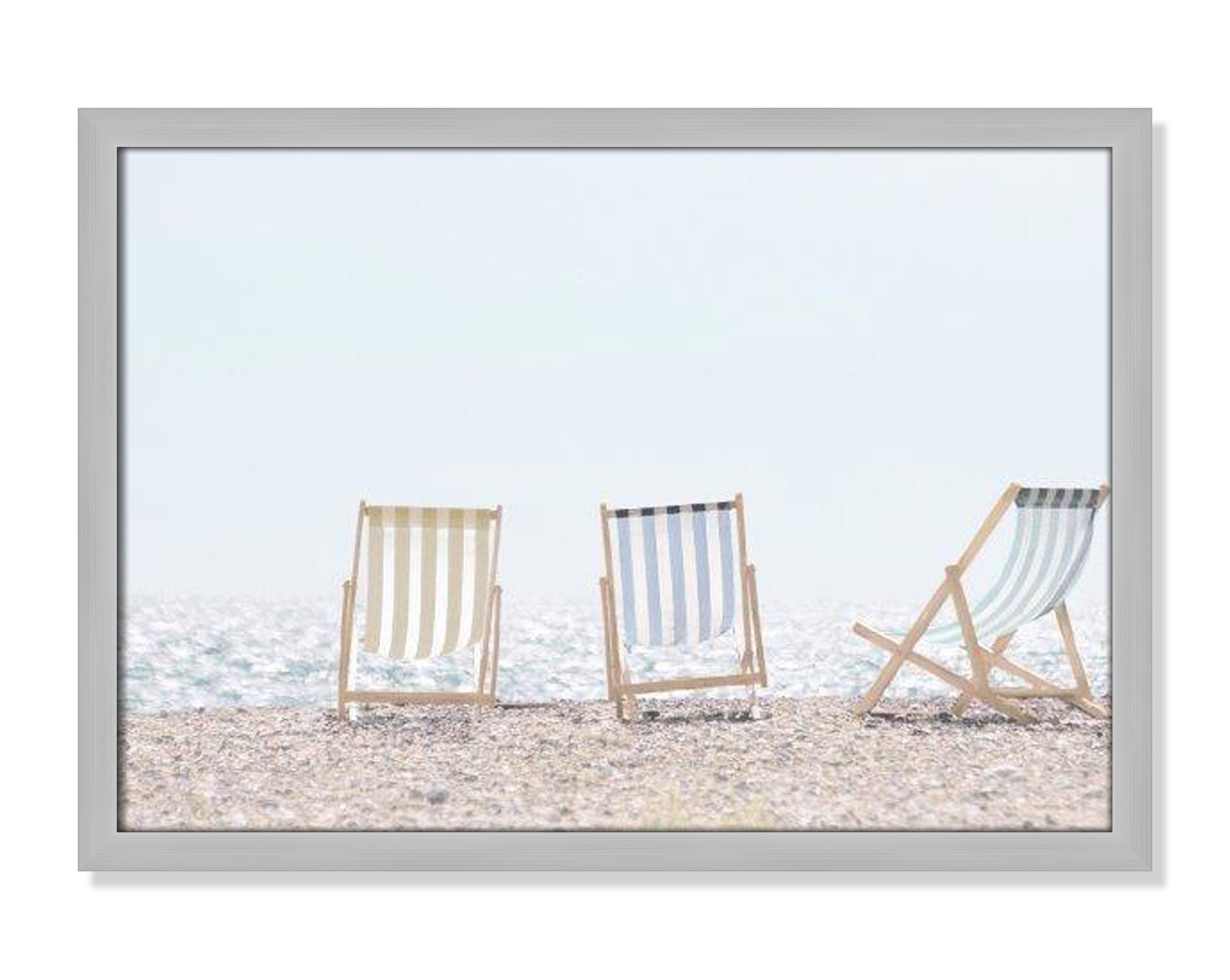 Adriatica "Beach Chairs" Print by Leah Straatsma, 17" H x 23" W x 1.25" D, Matte Silver