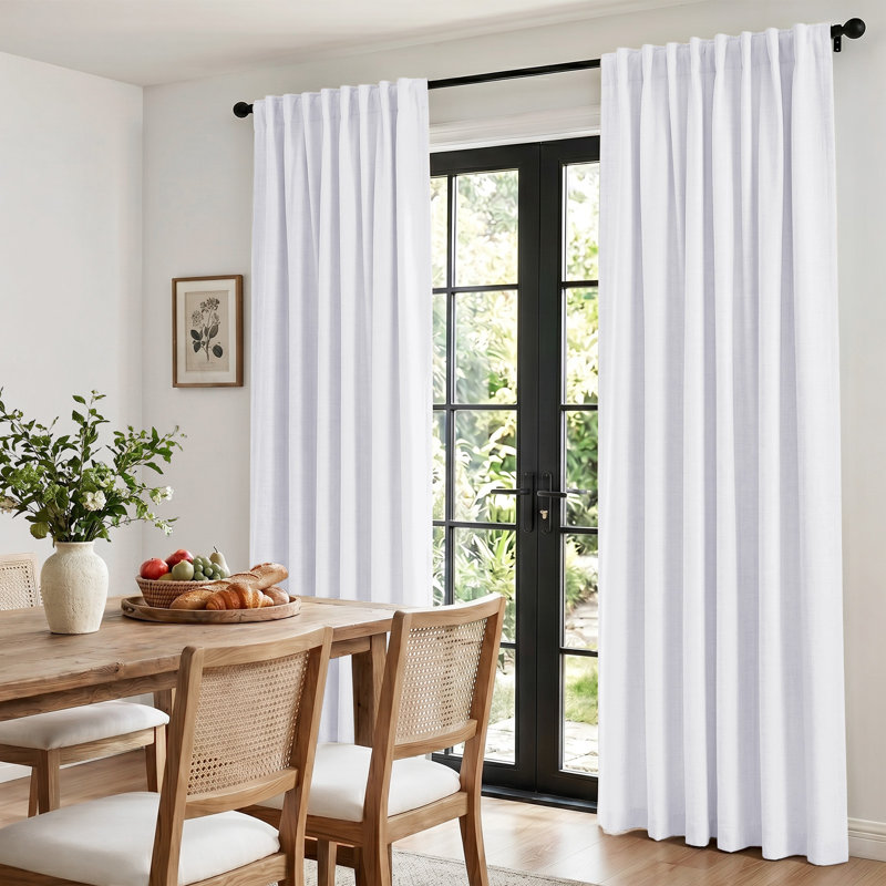 Graciella Thermal Insulated Faux Linen Textured 100% Blackout Curtains for Bedroom Living Room Back Tab/Rod Pocket