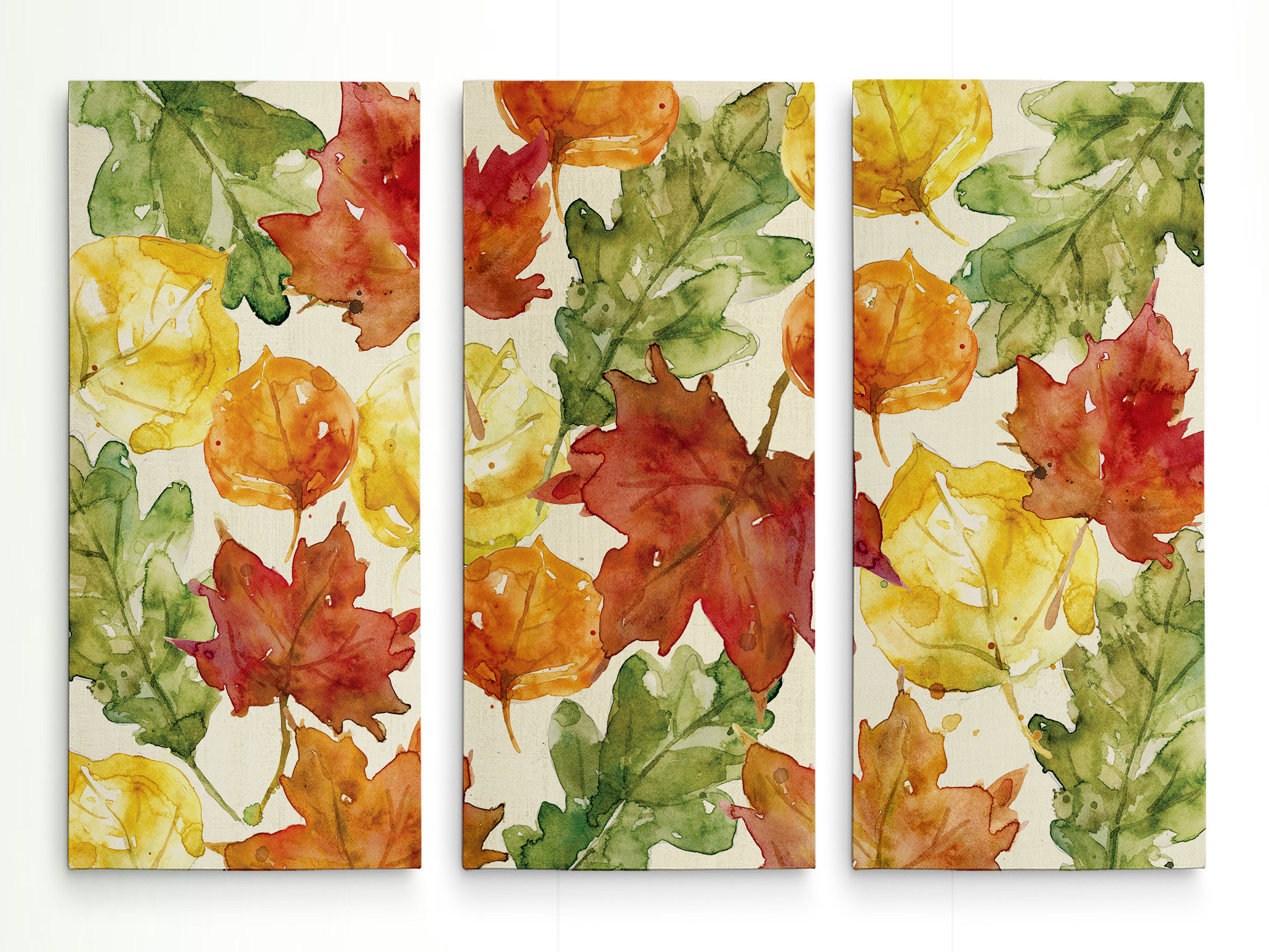 Red Barrel Studio® Autumn Leaves - 3 Piece Multi-Piece Image Print on ...