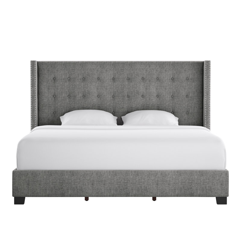 Achenbach Upholstered Wingback Bed, King, Gray