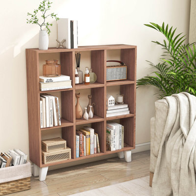 George Oliver 1 Pcs 9-cube Bookcase With 6 Removable Shelves Raised Support Feet For Living Room