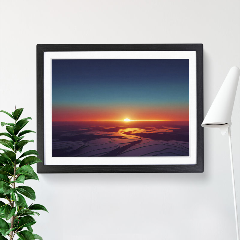 Dashing Sunset - Single Picture Frame Print, Black, 34cm H x 46cm W x 2cm D