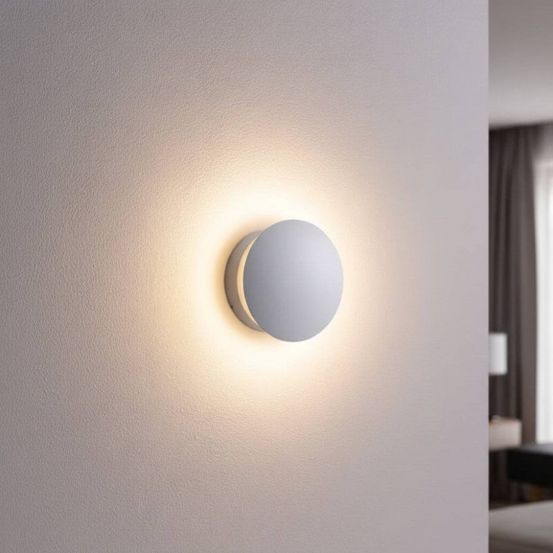 UltraBeam Round White Indoor LED Wall Light 6 Watt LED 600 Lumen Diameter 120mmmm