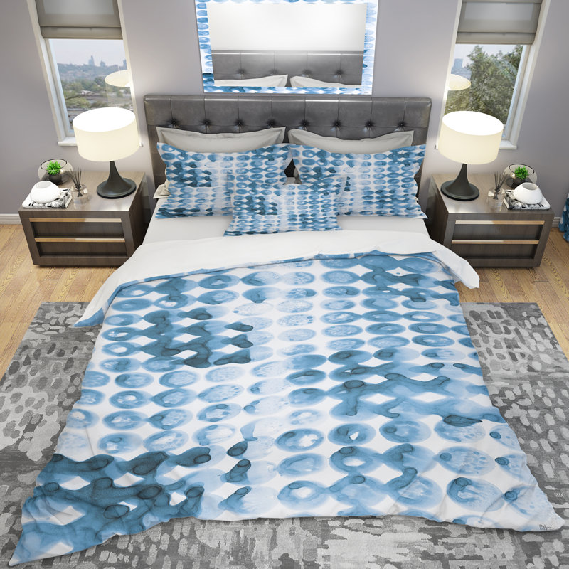 Ensemble de housse de couette aquarelle géométrique ii, Housse de couette très grand + 2 taies décoratives