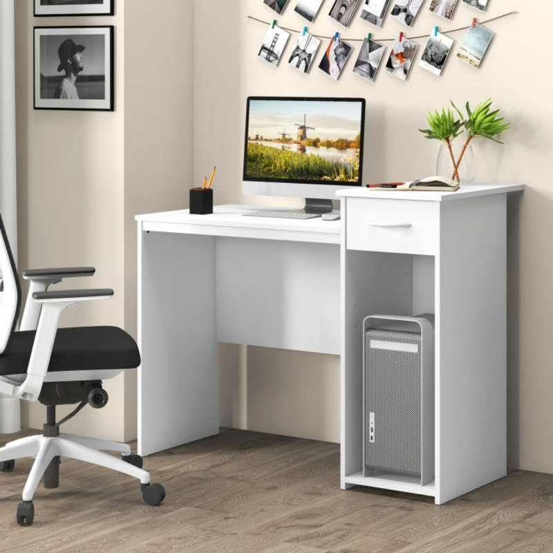 Bureau d'ordinateur avec tiroir Bureau d'ordinateur portable moderne avec tablette réglable et trou pour câbles