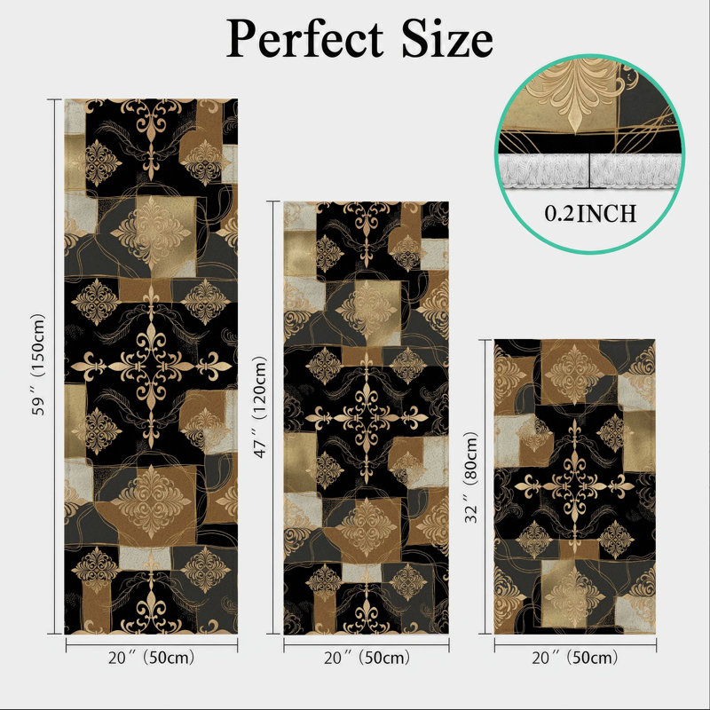 Geometric Floral Non-Slip Washable Kitchen Mats