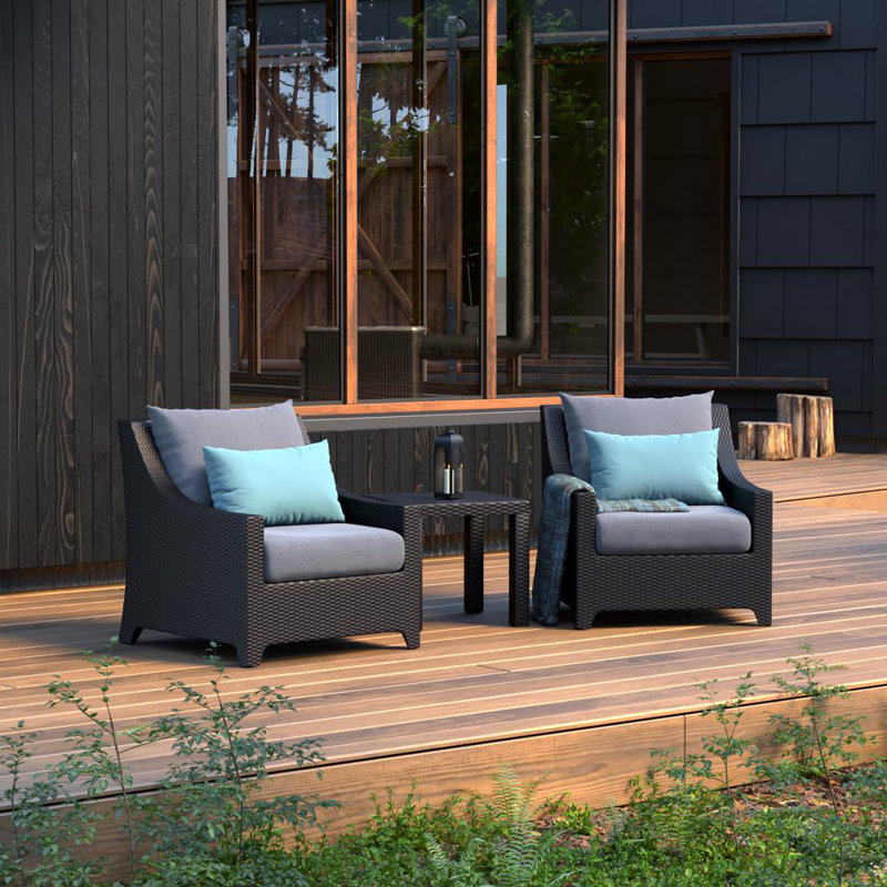 Fionnula 3 Piece Rattan Seating Group With Cushion Covers, Gray Olefin