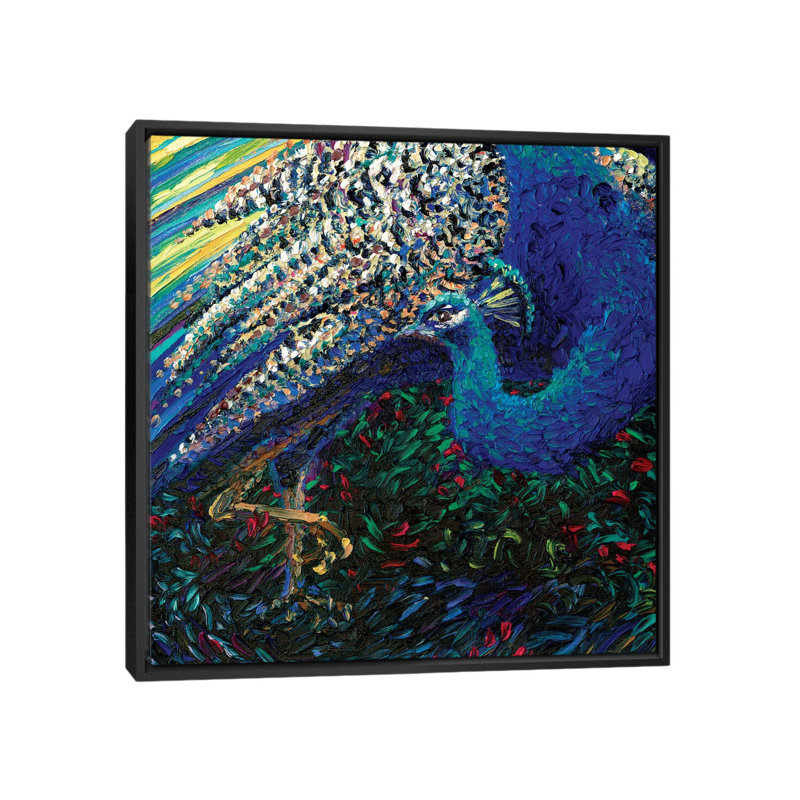 «Iris Scott - Black Peacock Diptych Panel II» par Iris Scott, reproduction d'art sur toile tendue, Toile avec cadre noir