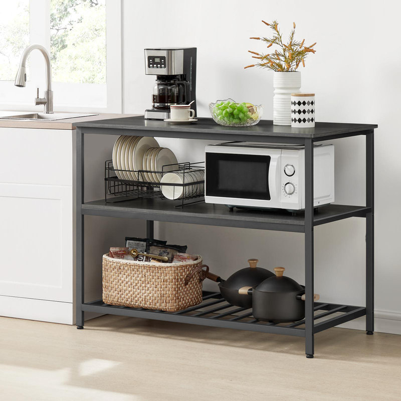 Riggle 47.4'' W Kitchen Island, Ebonised Oak/Black