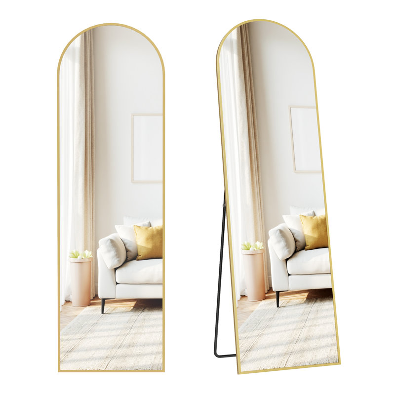 Arched Full Length Mirror with Stand, Pale Gold, 150 cm H x 40 cm W