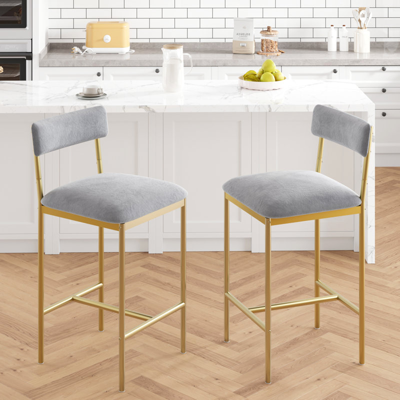 Chair of 2,Upholstered Counter Height Bar Stools with Backrest and Footrest, Kitchen Barstools for Island, Counter Bar