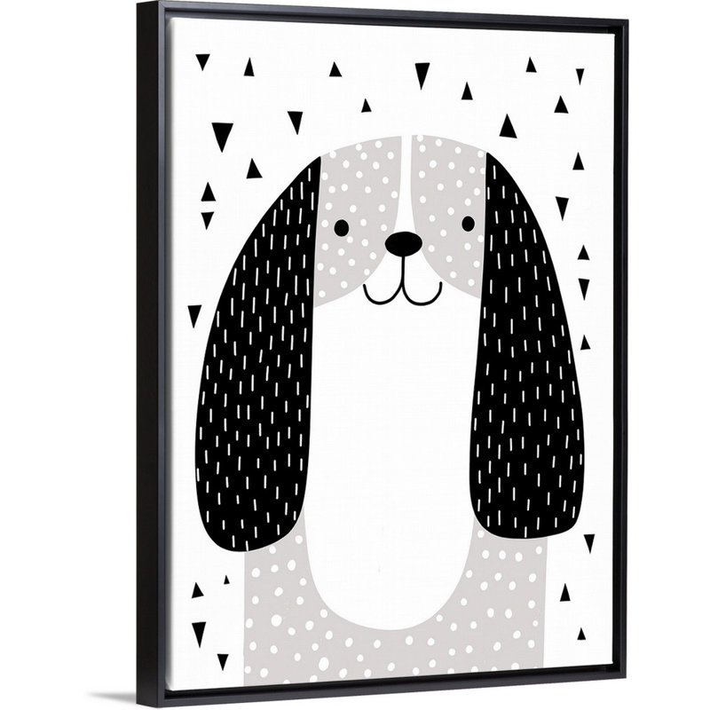 Art à motif mixte pour chien Sheard, Cadre flottant noir, H 16 po x l 12 po x P 1,75 po