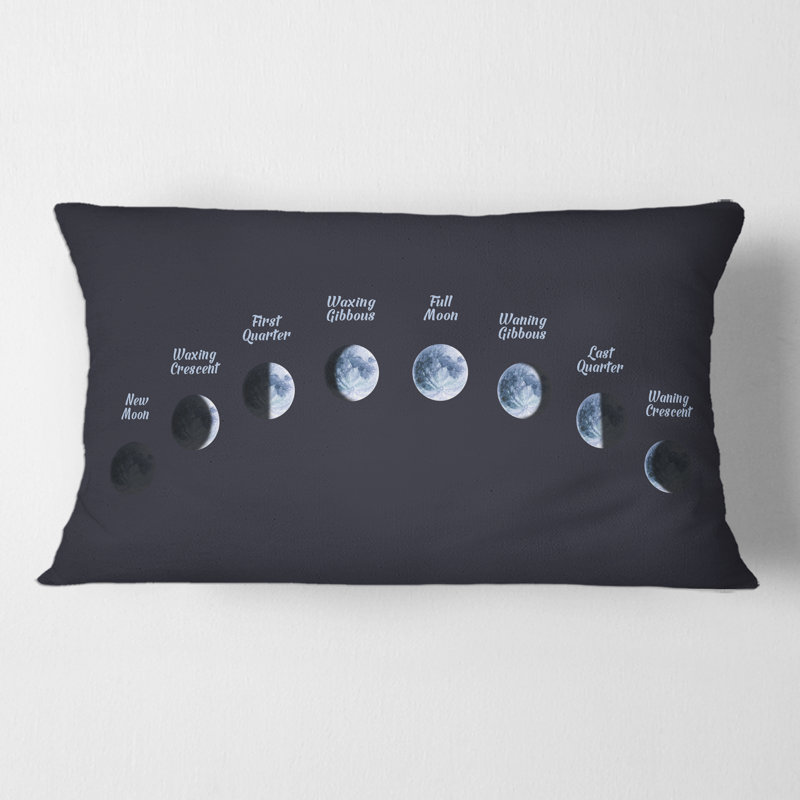 Coussin Rectangle, Phases de lune dans l'espace - Bohème et éclectique