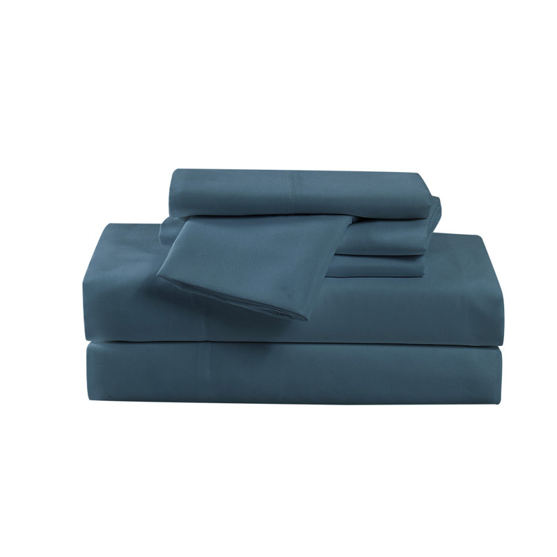 Ensemble de draps en microfibre Cannon Heritage, Ensemble de draps pour lit simple TG + deux taies , Bleu foncé