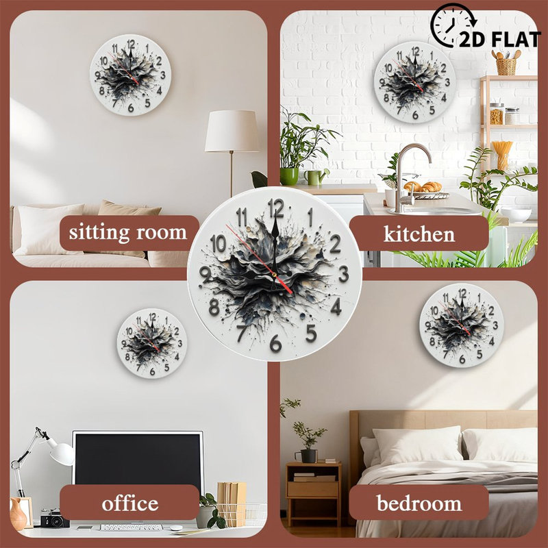 Horloge murale artistique artistique 2d