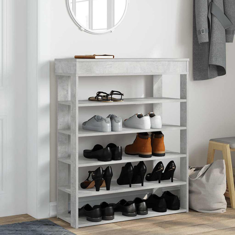 Shoe Rack 80X30x98 Cm Engineered Wood, Concrete Oak, 98cm H x 80cm W x 30cm D