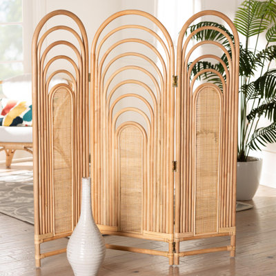 Giffin 47.6" W x 55.1" H 3 - Panel Bamboo/Rattan Folding Room Divider
