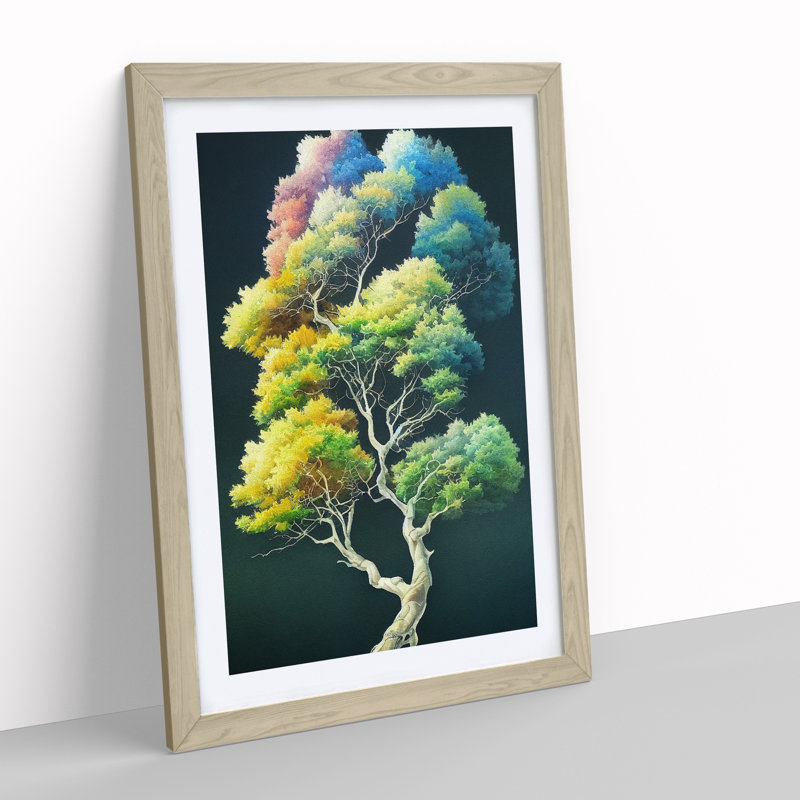 Awesome Tree No.3 - Single Picture Frame Painting, 34cm H x 25cm W x 2cm D, Oak Framed