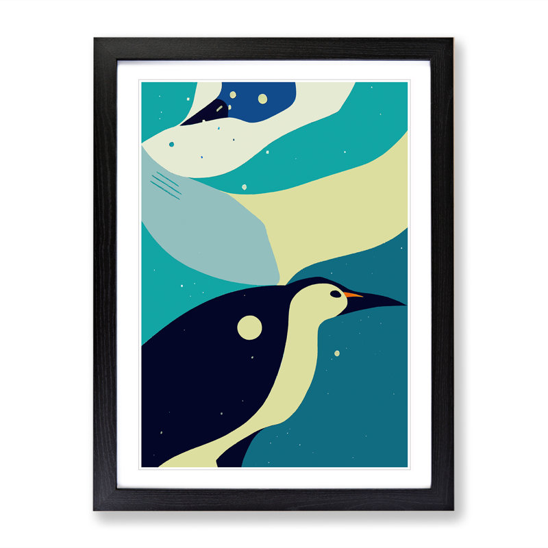 XV1022-382X Abstract Penguin No.1 - Single Picture Frame Print, Black, 64cm H x 46cm W x 2cm D